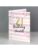 Personalised Gold and Pink Stripe Birthday Card