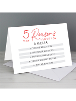 Personalised 5 Reasons Why Card