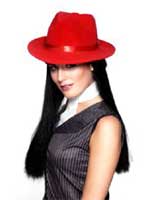 Gangster Hat Red Velour Lined