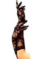 Gloves, Long Lace Gloves. Black  (1 pair)