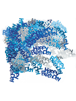 Birthday Glitz Blue - Happy Birthday Confetti
