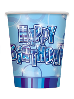 Birthday Glitz Blue - Happy Birthday Blue Prism Cups