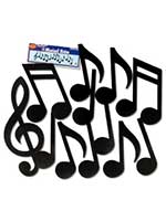 Musical Note Black Silhouettes Printed On Both Sides (12 in a pack)