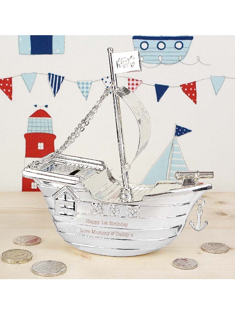 Personalised Pirate Ship Money Box