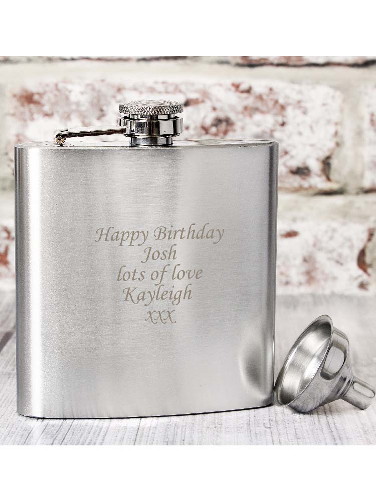 Personalised Boxed Stainless Steel Hip Flask