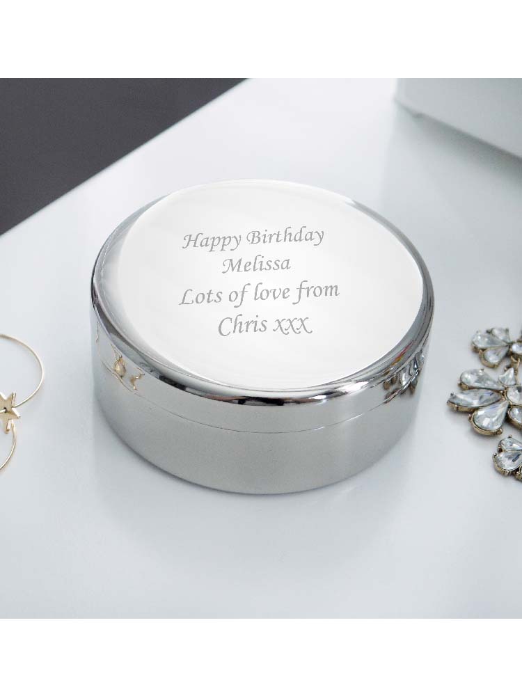 Personalised Round Trinket Box