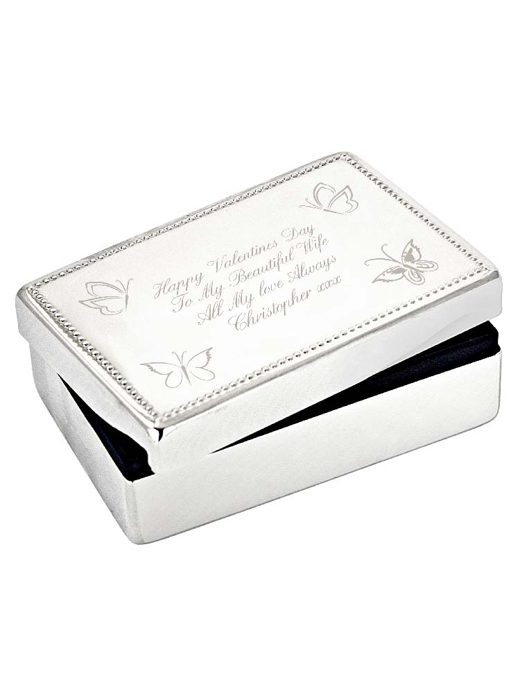 Personalised Butterfly Rectangular Jewellery Box