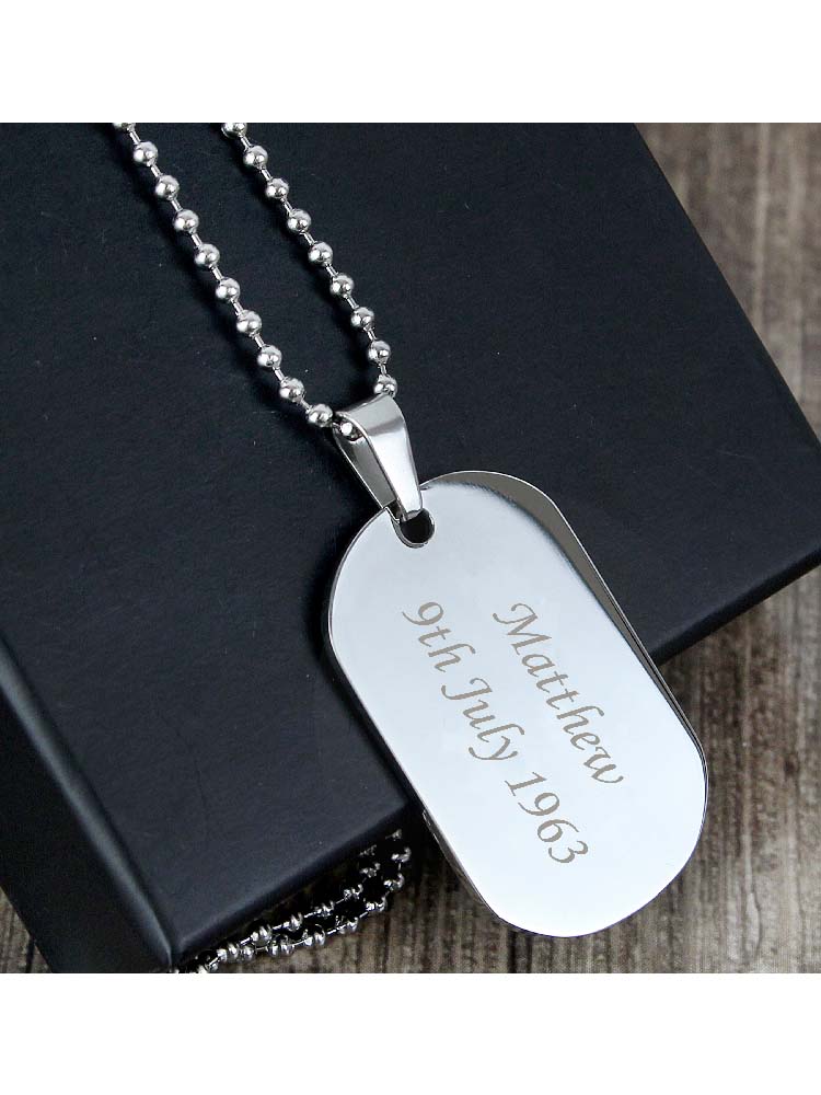 Personalised Stainless Steel Dog Tag Necklace