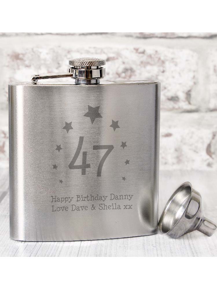 Personalised Stars Age Hip Flask