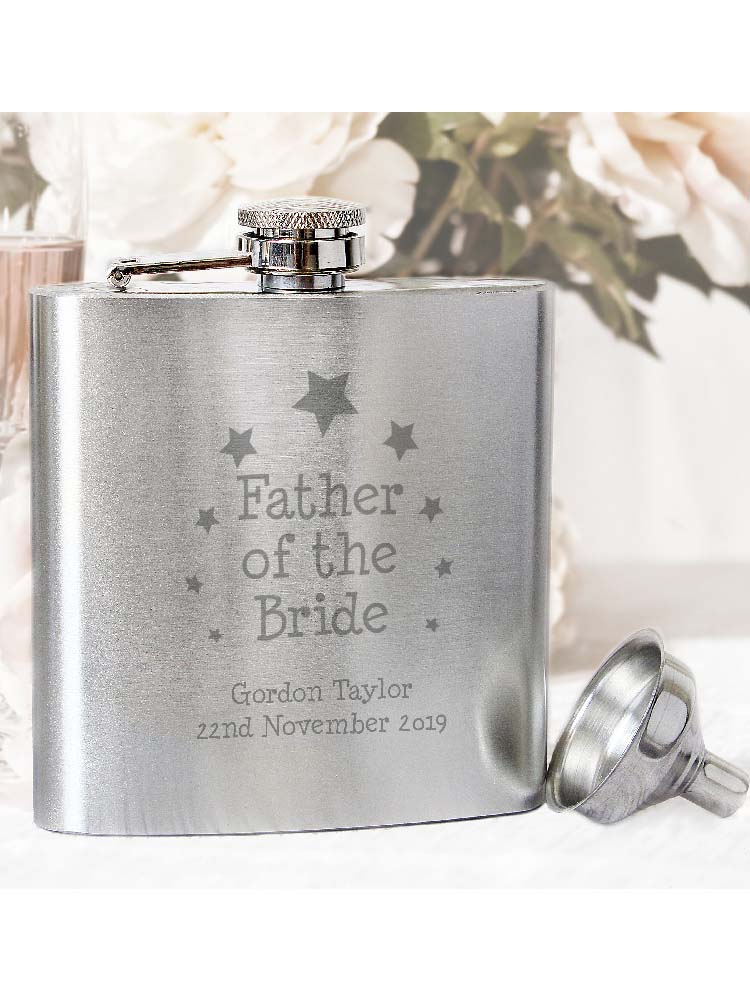 Personalised Stars Father of the Bride Hip Flask