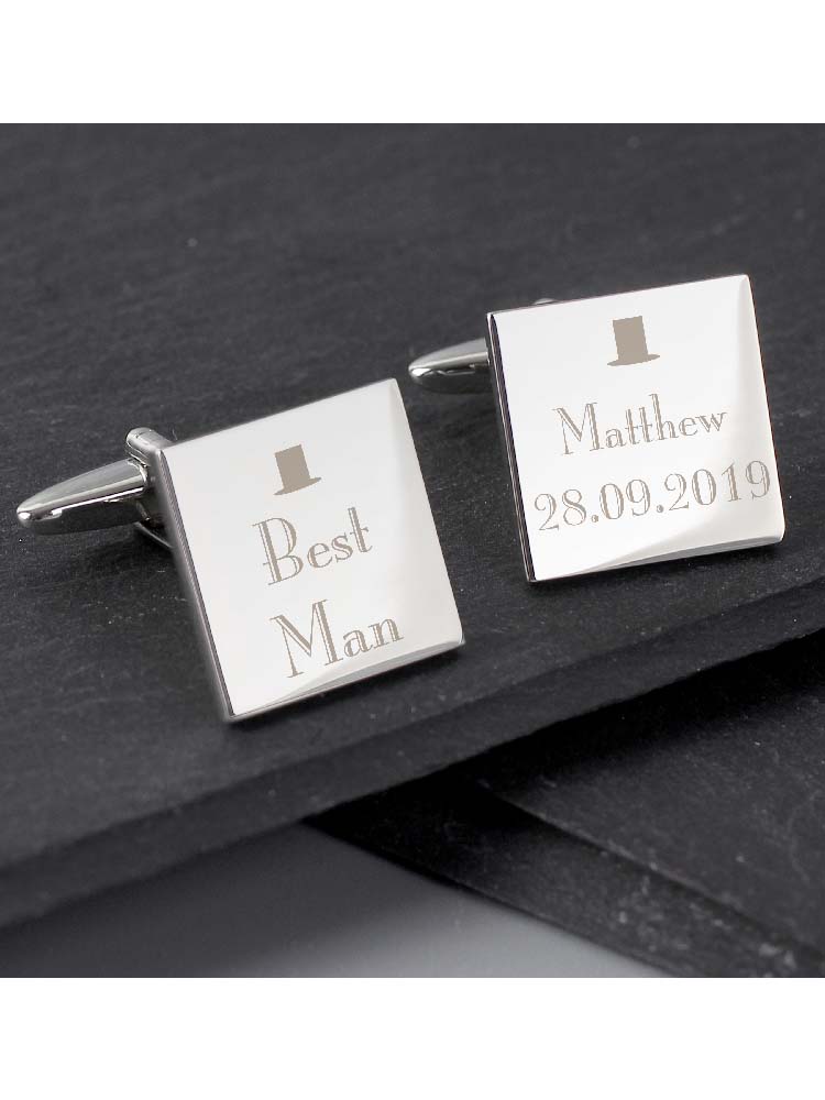 Personalised Decorative Wedding Best Man Square Cufflinks