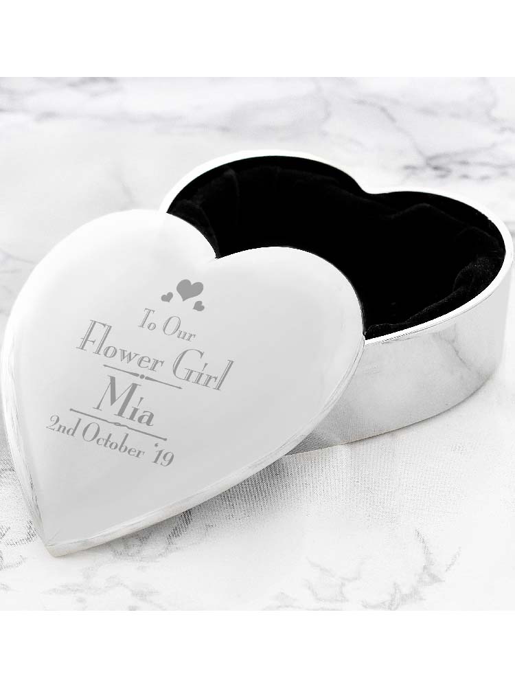 Personalised Decorative Wedding Flower Girl Heart Trinket Box