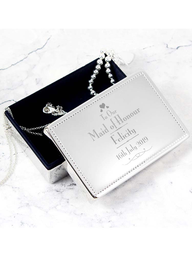 Personalised Decorative Wedding Maid of Honour Jewellery Box