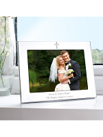 Personalised Silver 7x5 Landscape Cross Photo Frame