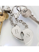 Personalised Initials Two Hearts Keyring