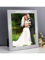 Personalised Mr & Mrs 10x8 Silver Photo Frame