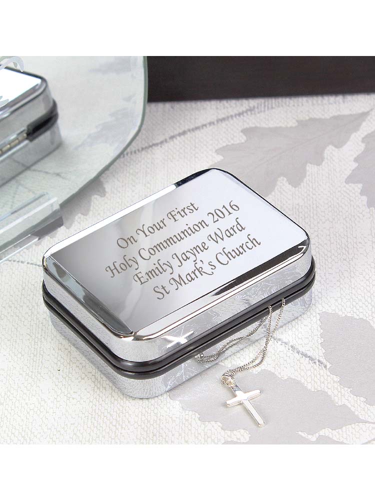 Personalised Box with Silver Cross Necklace