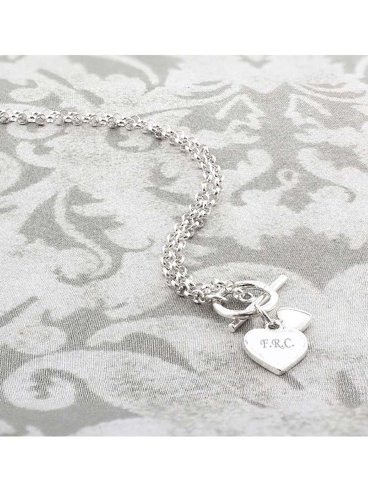 Personalised Hearts T-Bar Necklace