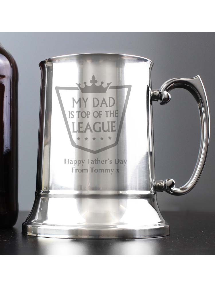 Personalised Top of the League Stainless Steel Tankard