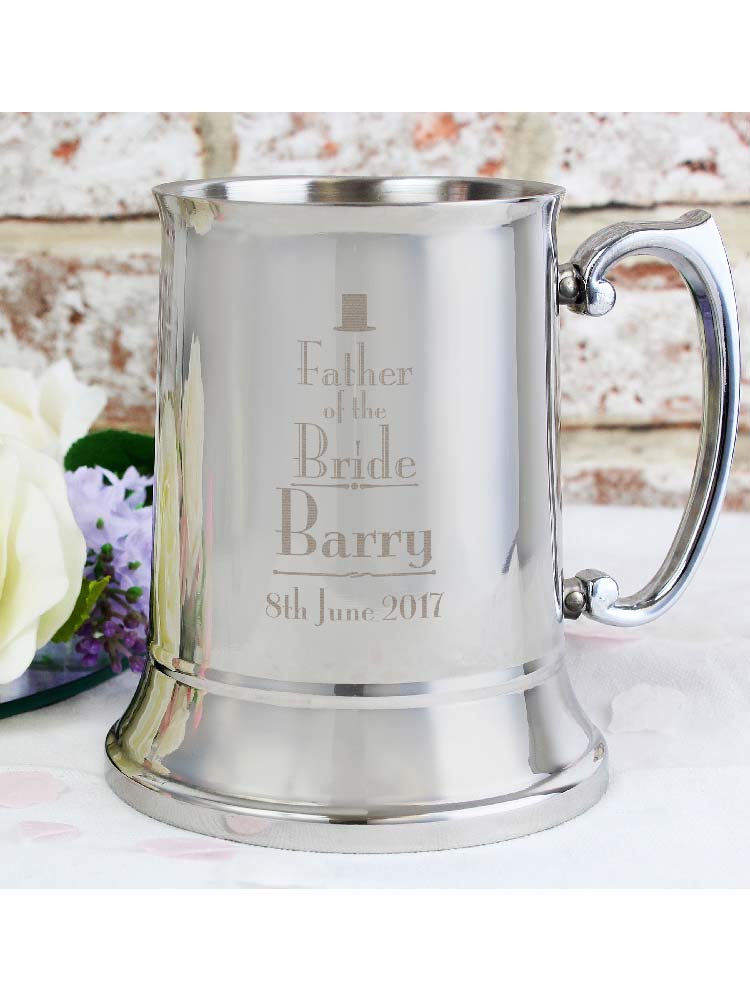 Personalised Decorative Wedding Father of the Bride Stainless Steel Tankard