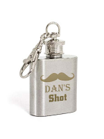 Personalised Moustache 1oz Hip Flask Keyring