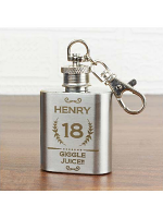 Personalised Age Crest 1oz Hip Flask Keyring