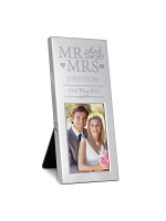Personalised Small Mr & Mrs 3x2 Silver Photo Frame
