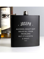 Personalised Any Message Black Hip Flask