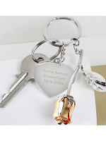 Personalised Silver Plated Rose Gold Rose Keyring