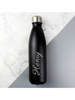 Personalised Black Metal Insulated Drinks Bottle