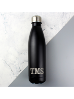 Personalised Initials Black Metal Insulated Drinks Bottle