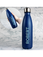 Personalised Bold Name Blue Metal Insulated Drinks Bottle