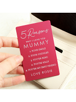 Personalised 5 Reasons Why I Love You Cerise Wallet Card