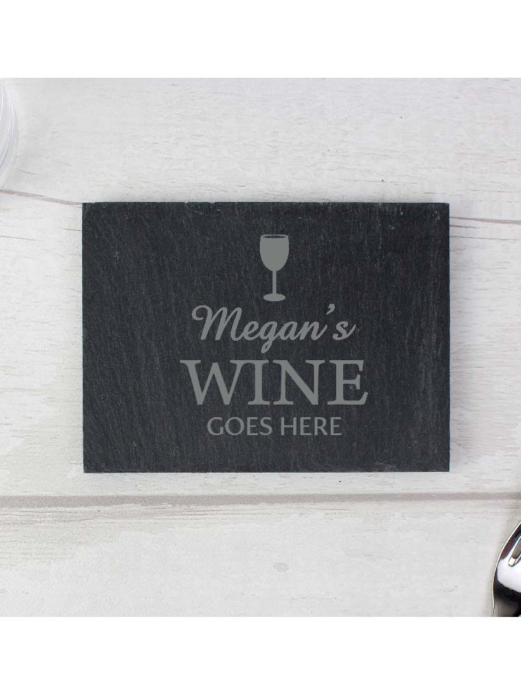 Personalised Wine Goes Here... Single Slate Coaster