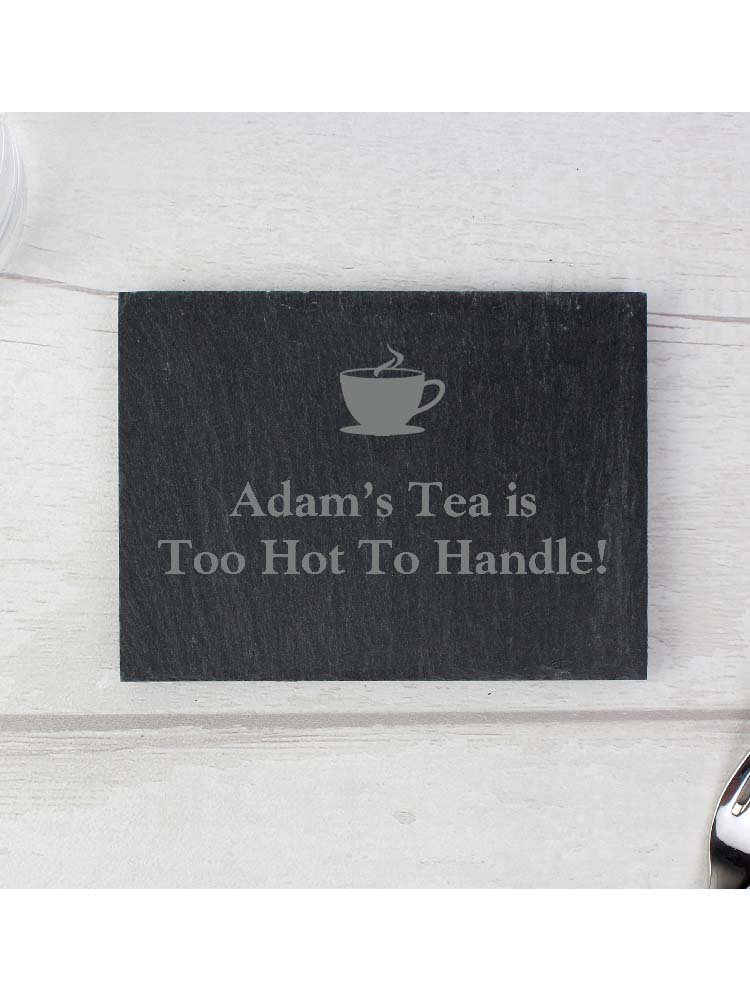 Personalised Hot Drink Motif Single Slate Coaster