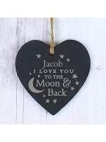 Personalised To the Moon and Back... Slate Heart Decoration