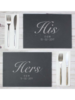 Personalised His and Hers Slate Placemat Set