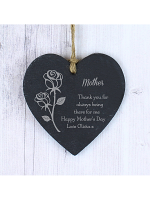 Personalised Rose Slate Heart Decoration