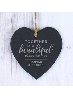 Personalised Together Slate Heart Decoration