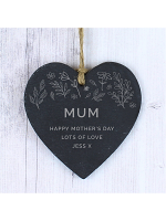 Personalised Floral Slate Heart Decoration