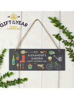 Personalised Garden Printed Hanging Slate Plaque