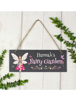 Personalised "Fairy Garden" Printed Hanging Slate Plaque