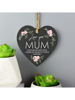 Personalised Abstract Rose Printed Slate Heart Decoration