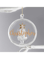 Personalised Gold Glitter Name Only Tree Glass Bauble