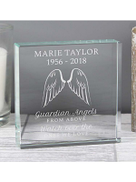 Personalised Guardian Angel Wings Large Crystal Token