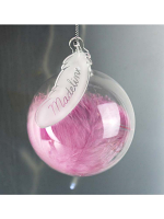 Personalised Pink Feather Glass Bauble