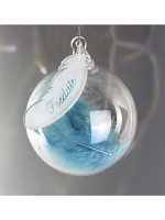 Personalised Blue Feather Glass Bauble