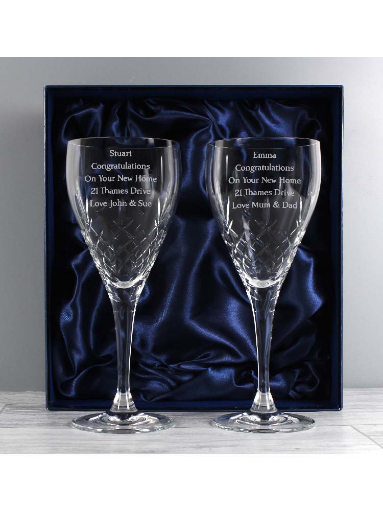 Personalised Pair of Crystal Wine Glasses