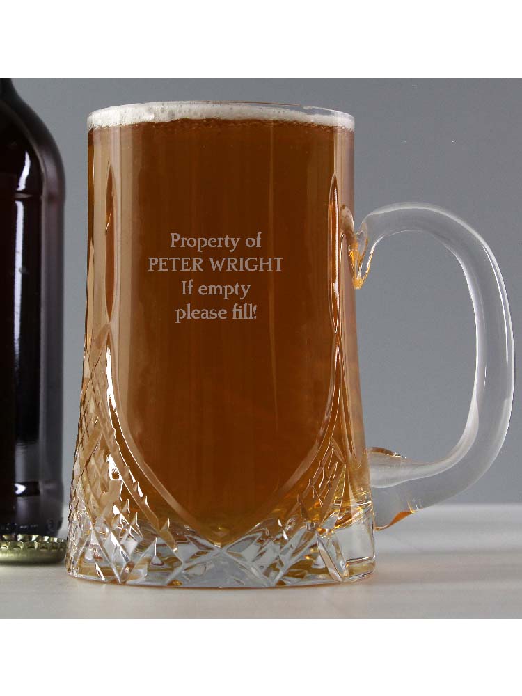 Personalised Pint Cut Crystal Tankard