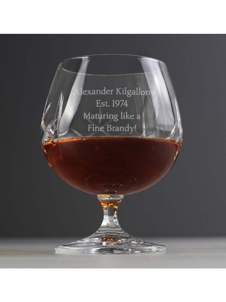 Personalised Cut Crystal Small Brandy Glass